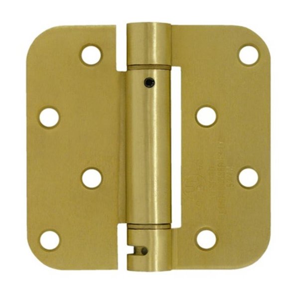 Patioplus 4 x 4 x 0.62 in. Spring Hinge BenchmarkSatin Brass Steel PA831482